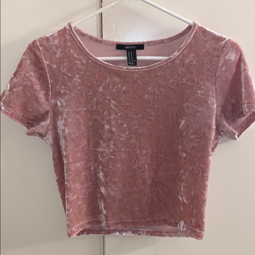 FOREVER 21 PINK VELVET CROP TOP